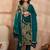 Women blue silk blend floral embroidered straight kurta trousers with dupatta