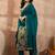 Women blue silk blend floral embroidered straight kurta trousers with dupatta