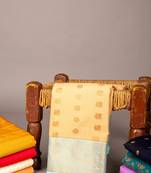 Cream and blue semi silk saree