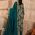 Women blue silk blend floral embroidered straight kurta trousers with dupatta