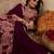 Women purple silk blend floral embroidered straight kurta trousers with dupatta