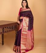 Wine purple and magenta traditional pure kanchi silk saree