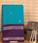 Turquoise soft silk saree