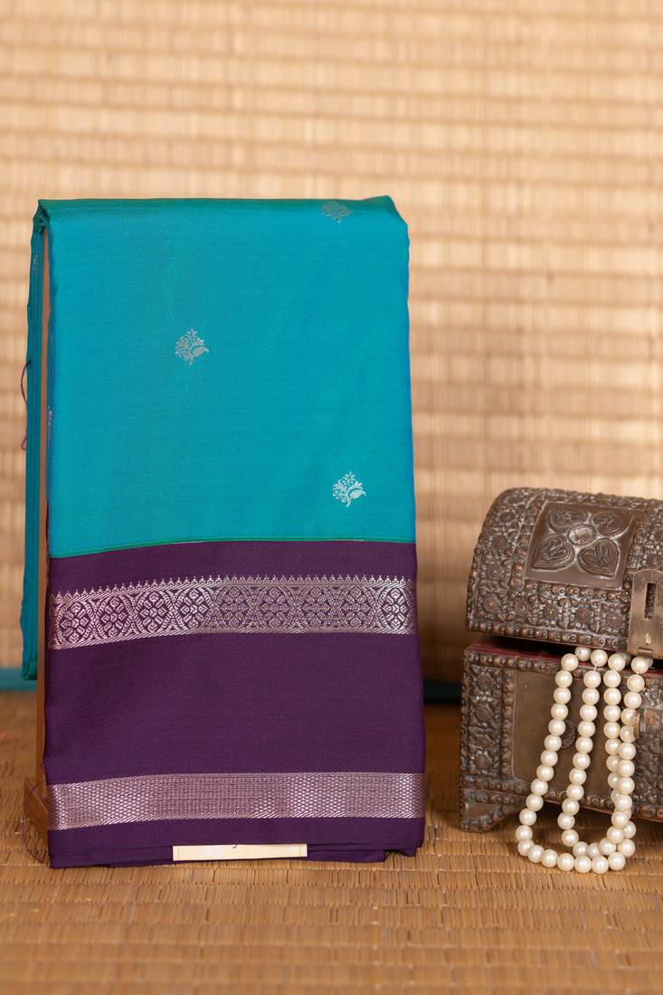 Turquoise soft silk saree