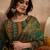 Women green viscose rayon solid embroidered straight kurta trousers with dupatta