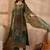 Women green viscose rayon solid embroidered straight kurta trousers with dupatta