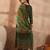Women green viscose rayon solid embroidered straight kurta trousers with dupatta