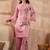Women pink silk blend embroidered straight coord sets