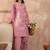 Women pink silk blend embroidered straight coord sets