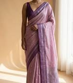 Mauve purple butta semi silk saree