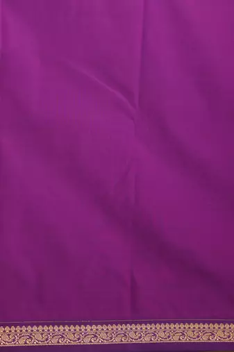 Peacock blue and purple small border silk saree with blouse