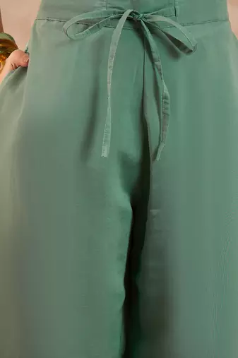 Women blue silk blend embroidered straight coord sets