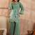 Women blue silk blend embroidered scalloped coord sets