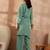 Women blue silk blend embroidered scalloped coord sets