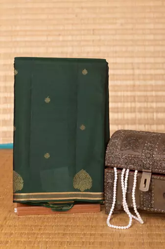 Bottle green pure touch silk saree