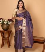 Berry blue pure kanjivaram silk saree