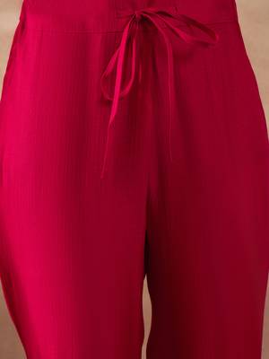 Women pink polyester floral printed straight kurta trousers with dupatta 5