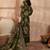Women green polyester floral printed straight kurta trousers with dupatta