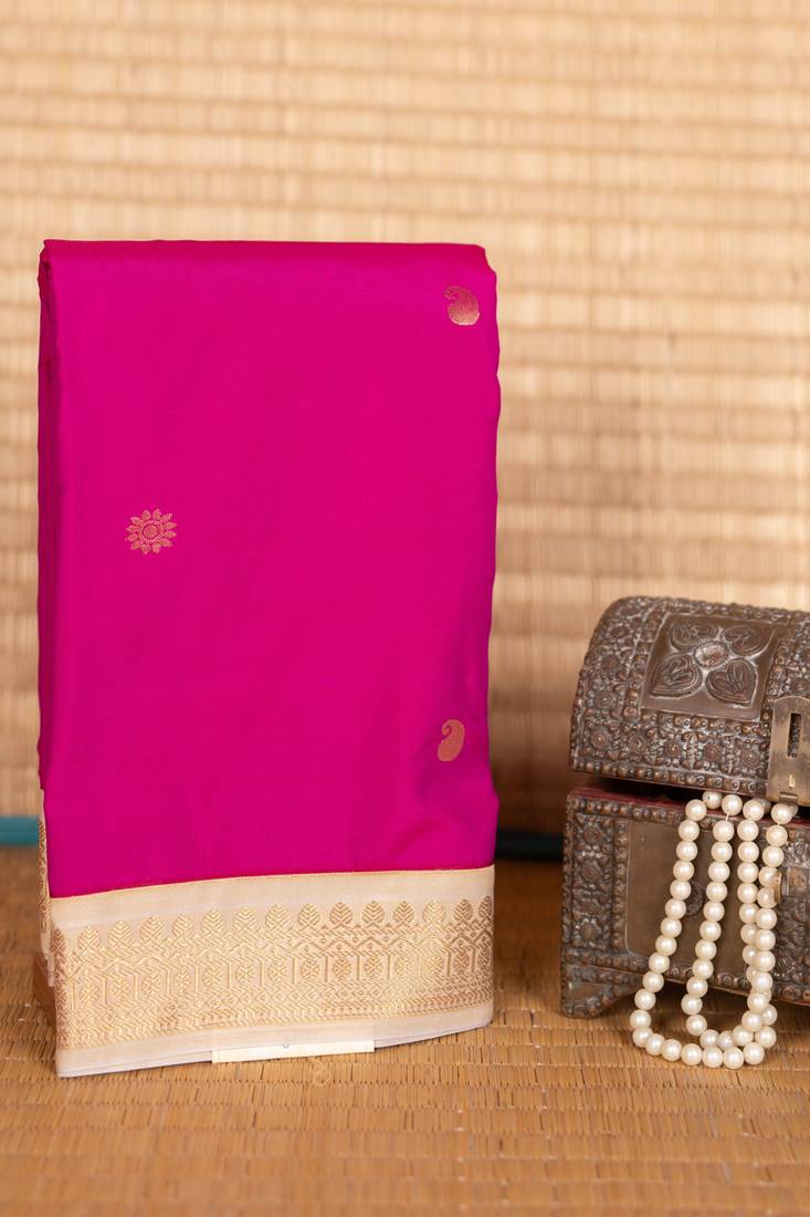 Rani pink and beige semi silk saree