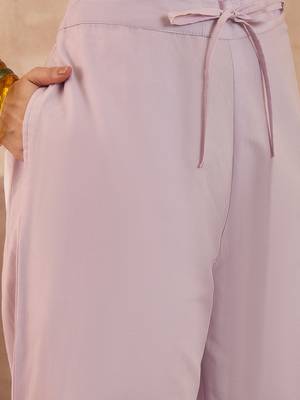 Women lavender pure cotton embroidered scalloped coord sets 5
