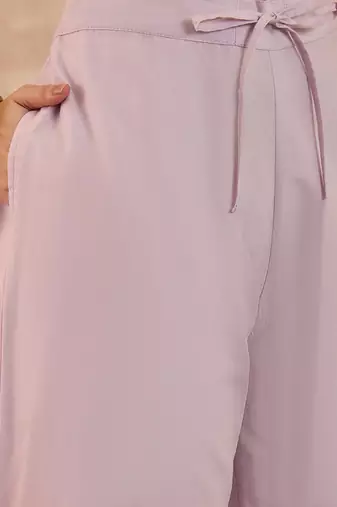 Women lavender pure cotton embroidered scalloped coord sets