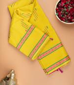 Yellow and pink silk cotton saree