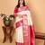 Egg shall white and pink checked pure kanchi silk saree