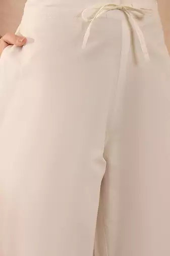 Women off white pure cotton embroidered scalloped coord sets