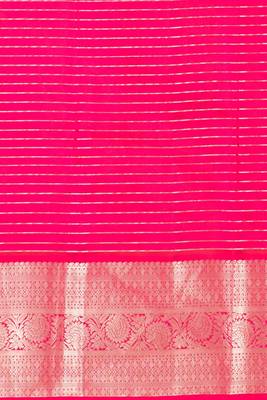 Egg shall white and pink checked pure kanchi silk saree 4