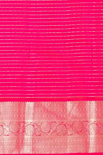Egg shall white and pink checked pure kanchi silk saree