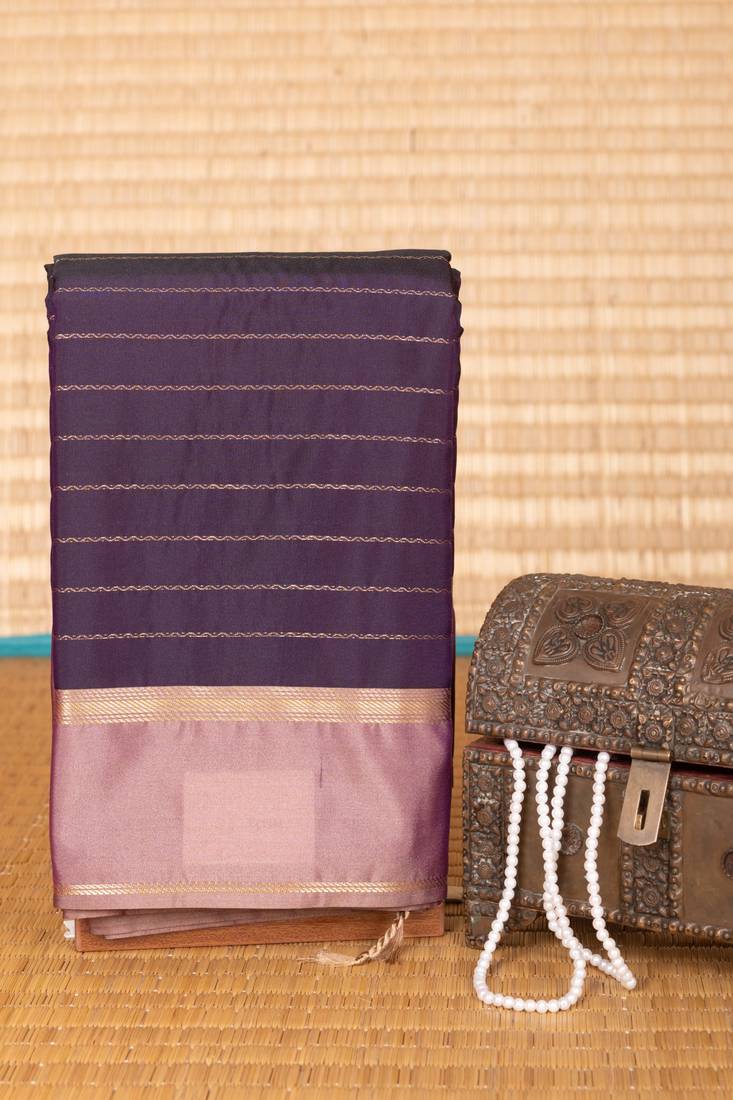 Jamun purple striped soft silk saree