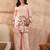 Women peach silk blend embroidered scalloped coord sets