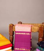 Flamingo pink and purple silk cotton saree