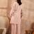 Women peach silk blend embroidered scalloped coord sets