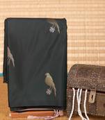 Bottle green and rosewood pink borderless soft silk saree