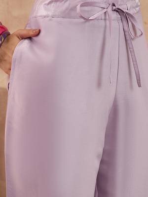 Women lavender silk blend embroidered scalloped coord sets 5