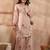Women peach silk blend embroidered scalloped coord sets