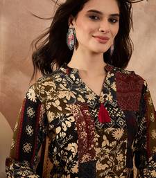 Women multi viscose rayon printed straight coord sets