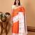 Bright orange and powder pink retta patta border pure kanchi silk saree