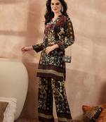 Women multi viscose rayon printed straight coord sets