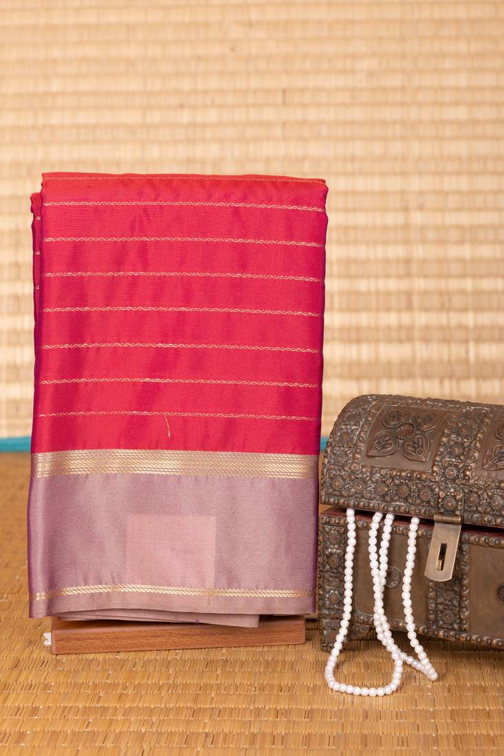 Dual tone maroon striped soft silk saree