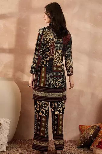 Women multi viscose rayon printed straight coord sets