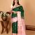 Bottle green and baby pink butta pure silk saree
