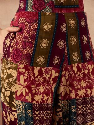 Women multi viscose rayon printed straight coord sets 5
