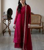 Pink Color Georgette Fabric Heavy Partywear Palazzo Dress