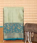 Basil green and teal green pure touch silk saree