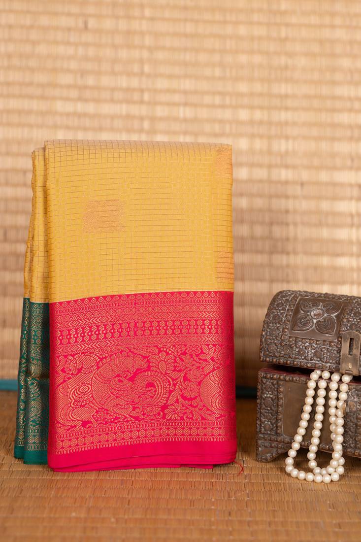 Golden beige ganga jamuna soft silk saree