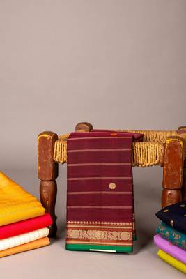 Maroon mahul chakram pure kanchi cotton saree 1