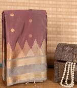 Velvet rose and light grey semi silk saree