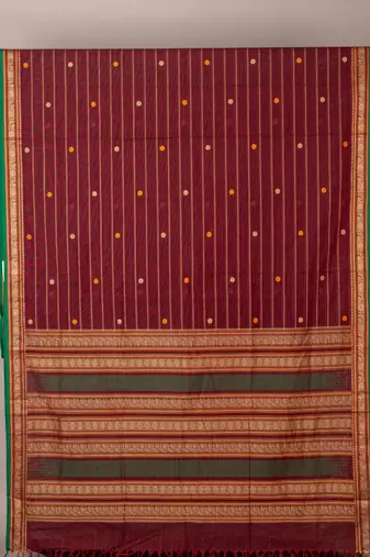 Maroon mahul chakram pure kanchi cotton saree